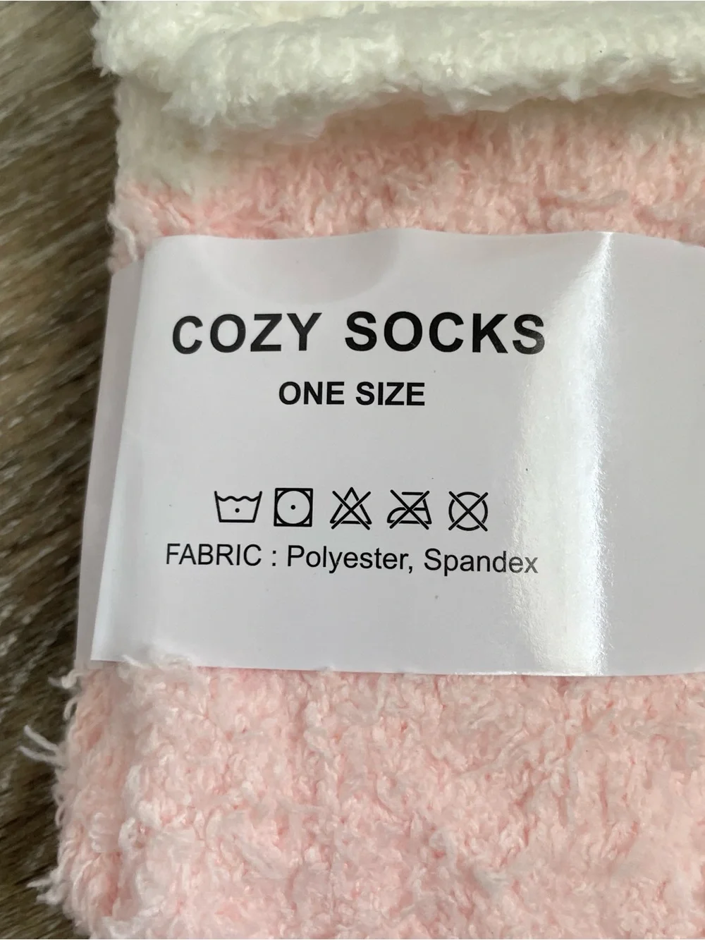 Cozy Socks Pink & White Plush Fuzzy Slouch Socks One Size Soft Warm Lounge
